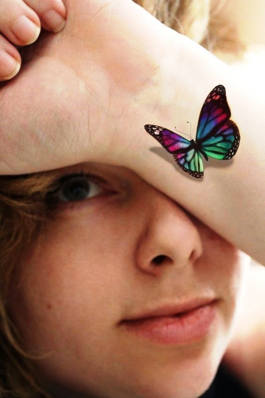 3D Butterfly Tattoo On Wrist