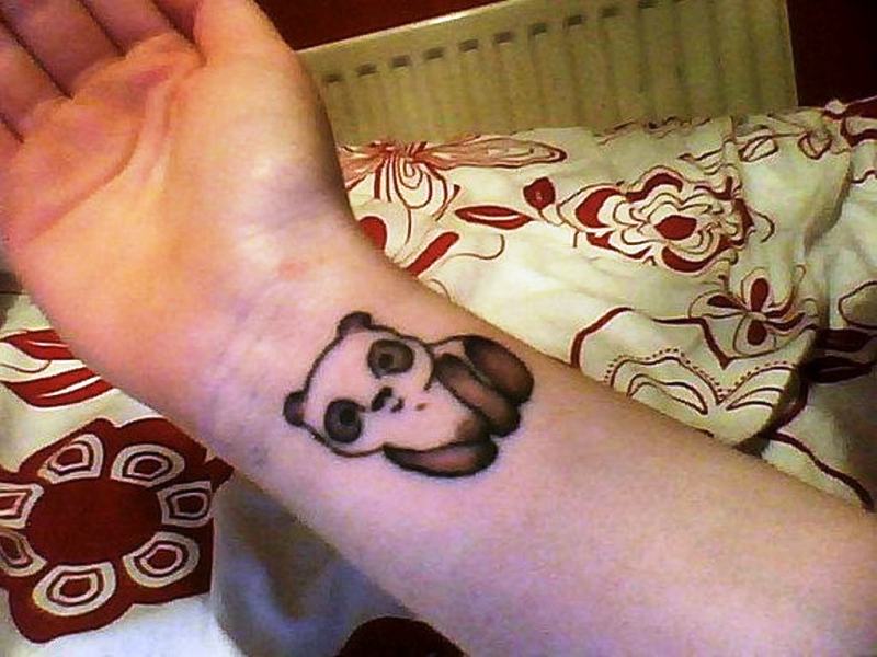 Adorable Panda Wrist Tattoo
