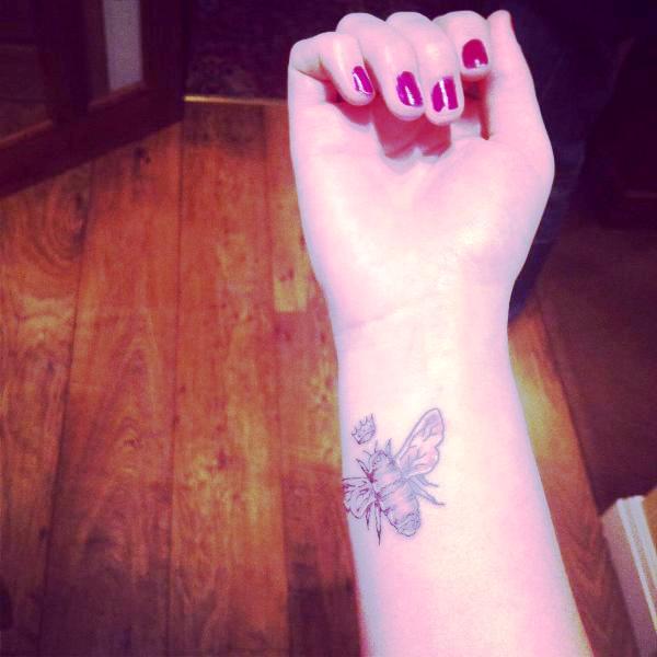 Amazing Bee Tattoo On Wrist