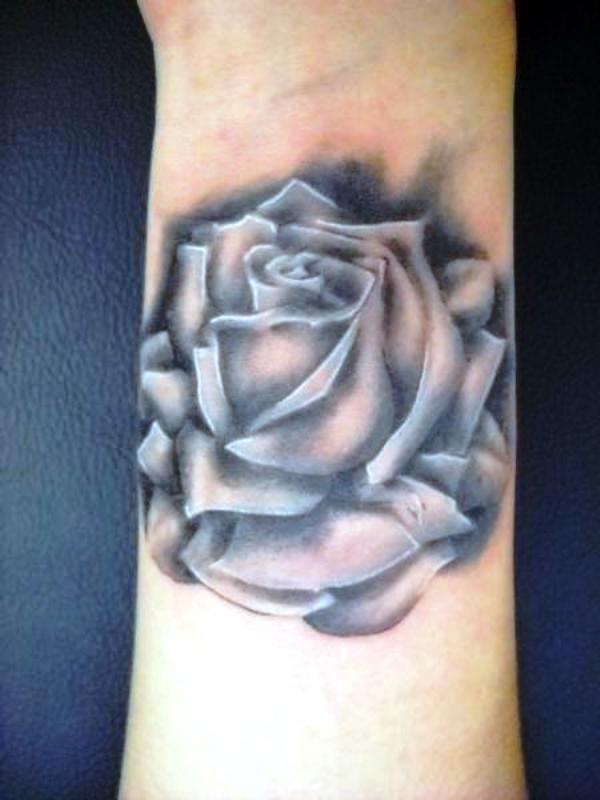 Amazing Black Rose Tattoo On Wrist