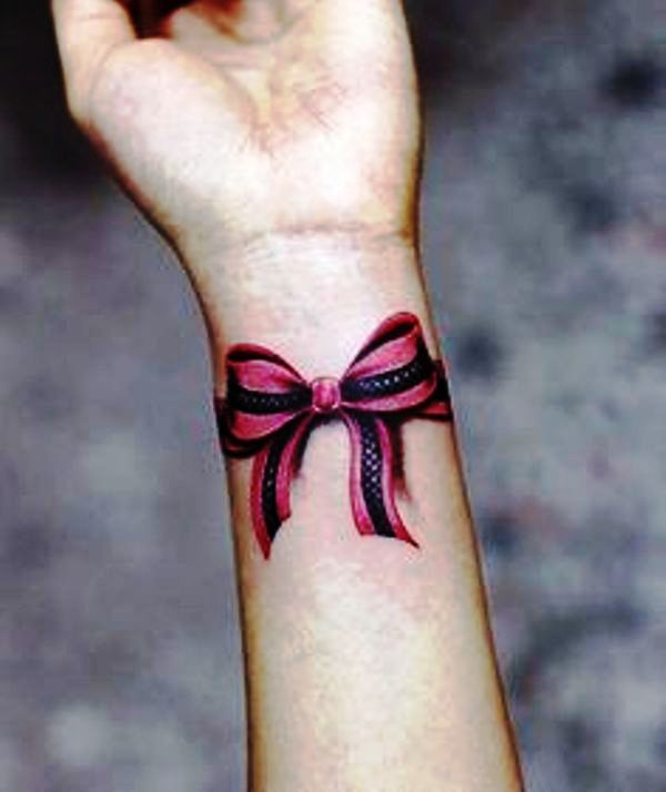 Amazing Bow Tattoo On Wrist