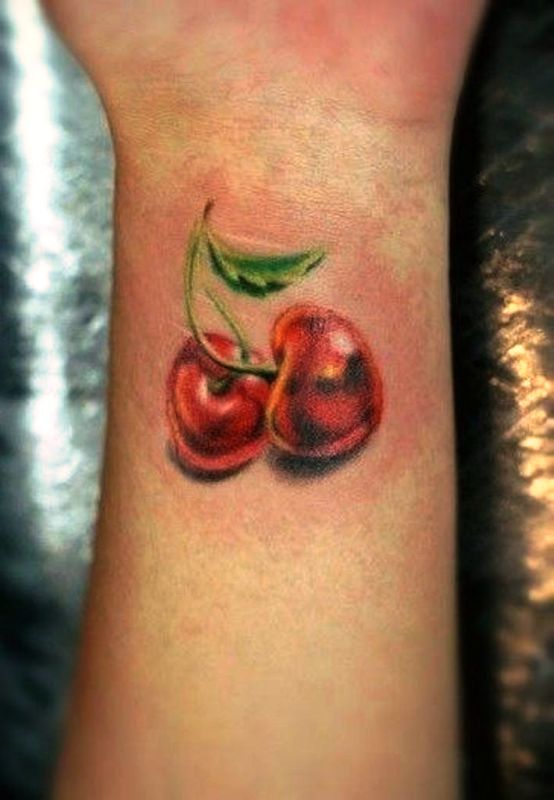 Amazing Cherry Wrist Tattoo