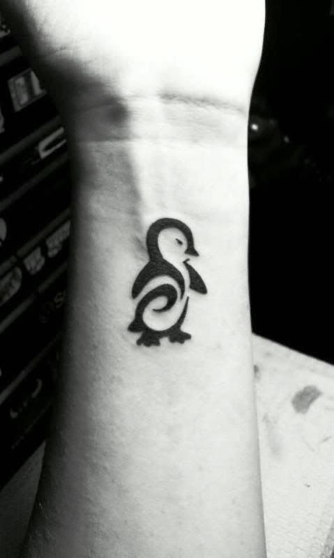 Amazing Penguin Wrist Tattoo