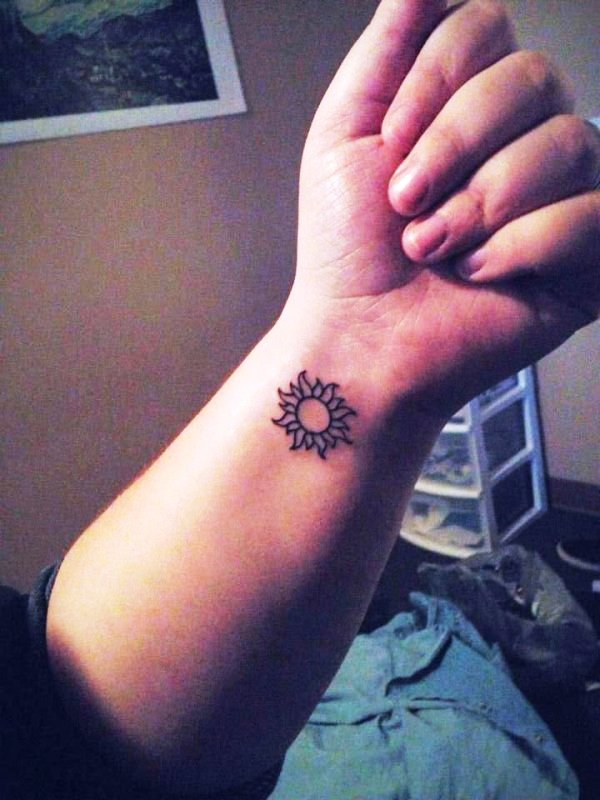 Amazing Sun Tattoo On Wrist