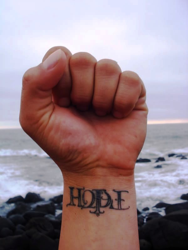 Attractive Hope Tattoo On Wrist
