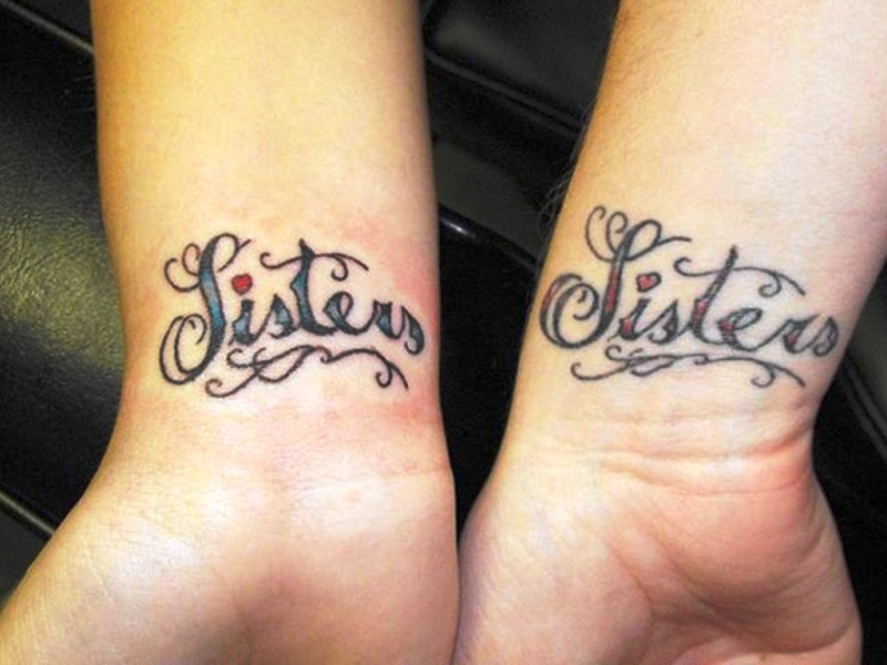 Attractive Sister Tattoo On Wrist