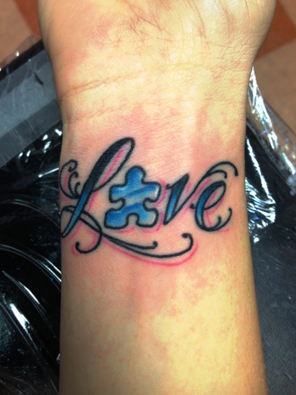 Autism Love Tattoo On Wrist