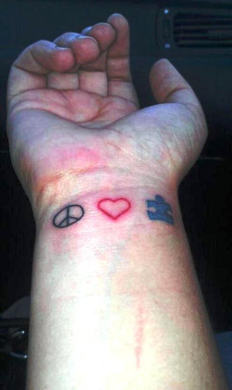 Autism With Heart Design Tattoo