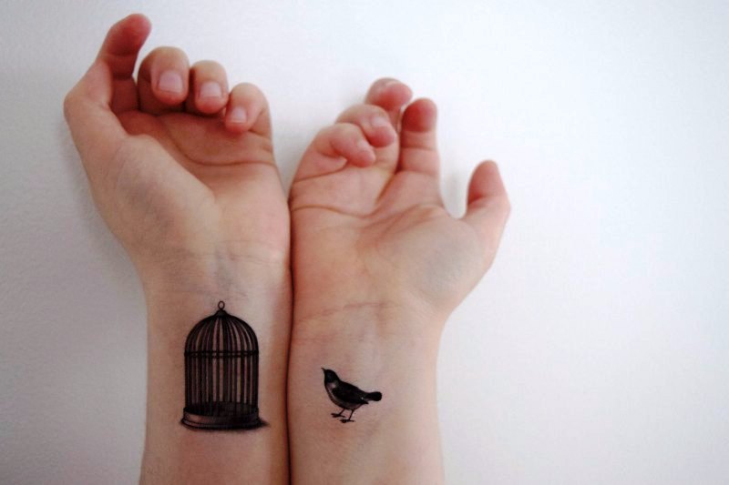 Beautiful Bird And Cage Tattoo On Wrist