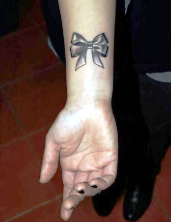 Beautiful Bow Tattoo On Wrist