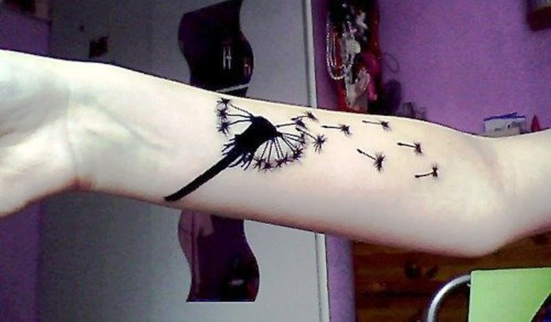 Beautiful Dandelion Wrist Tattoo