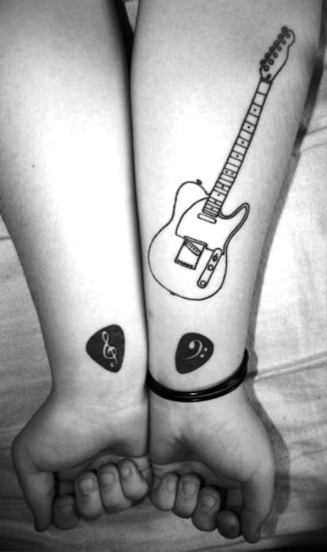 Beautiful Guitar Tattoo On Wrist