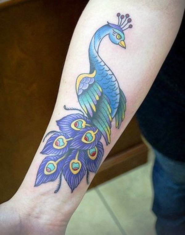 Beautiful Peacock Tattoo On Wrist