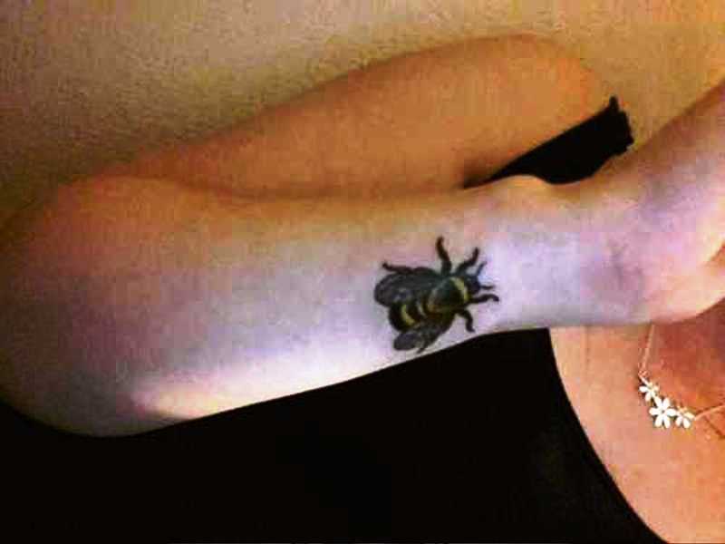 Bee Tattoo On Wrist Image