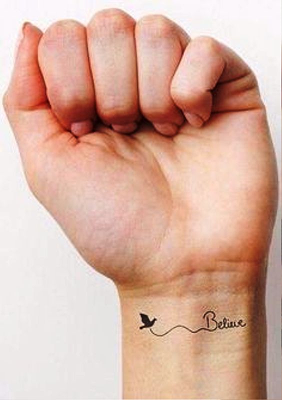 Believe Flying Bird Tattoo