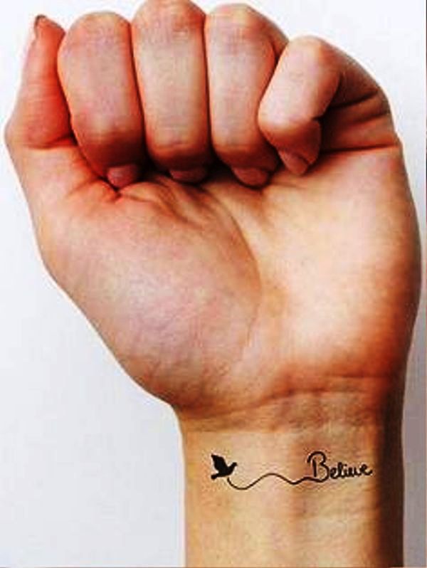Bird With Believe Tattoo Design