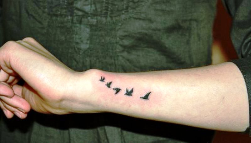 Birds Tattoo On Side Wrist