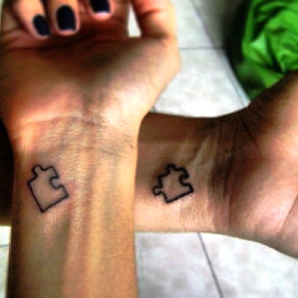 Black Autism Couple Tattoo On Wrist