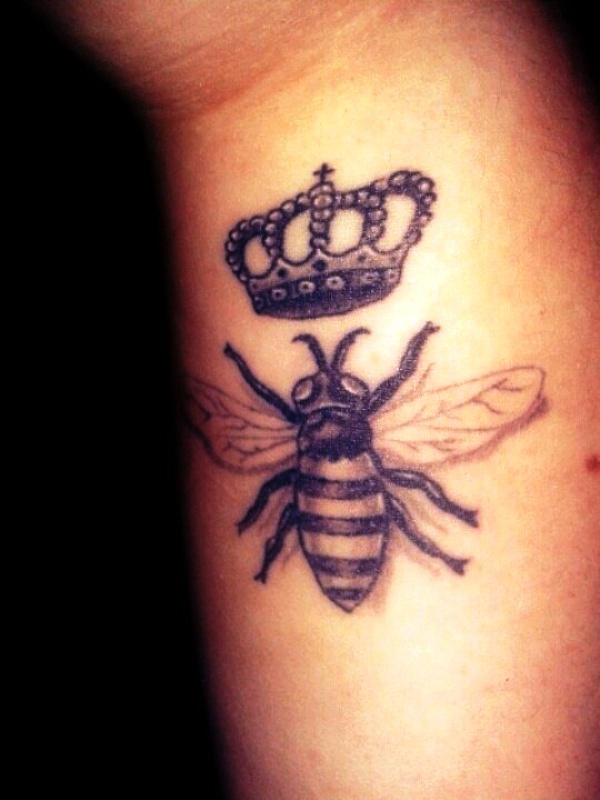 Black Bee With Crown On Wrist
