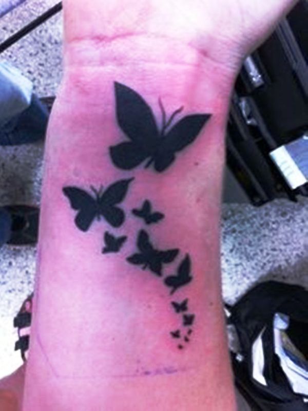 Black Butterflies Tattoo On Wrist