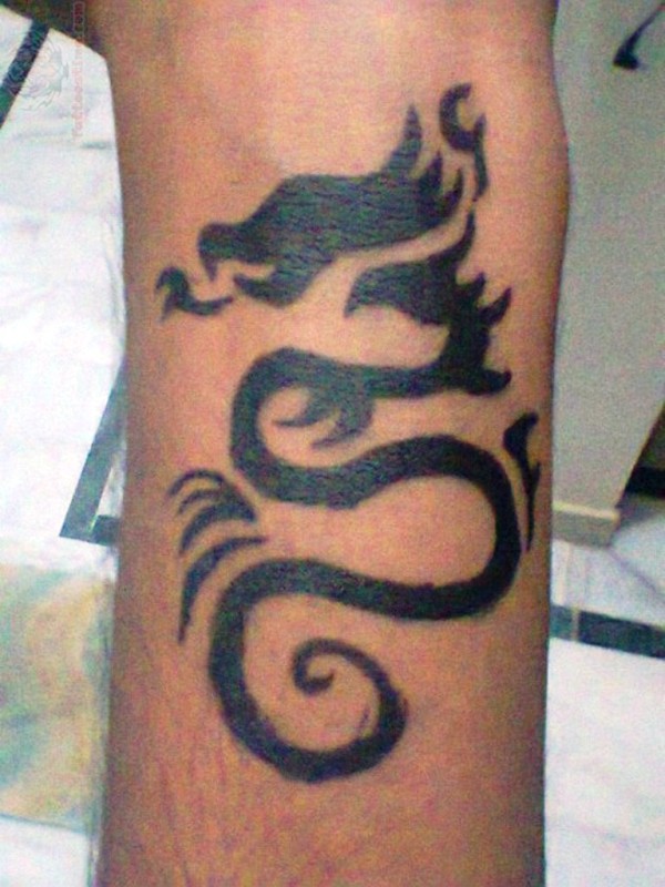 Black Dragon Wrist Tattoo
