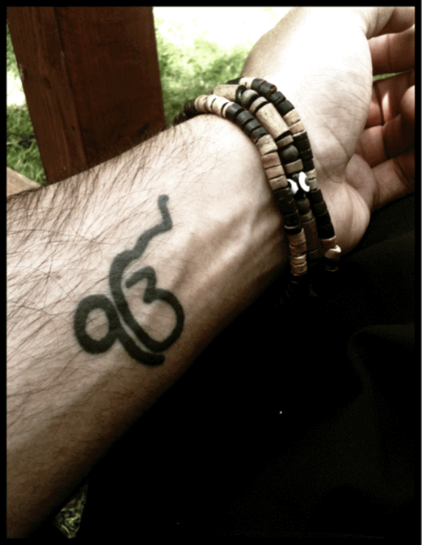 Black Ek Onkar Wrist Tattoo