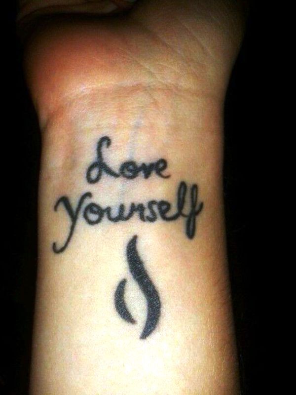 18 Awesome Love Yourself Tattoos For Wrist.