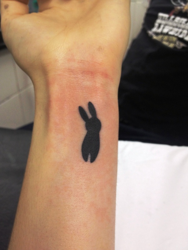 Black Rabbit Tattoo On Wrist