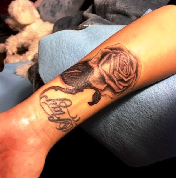 Black Rose Tattoo Design On Wrist