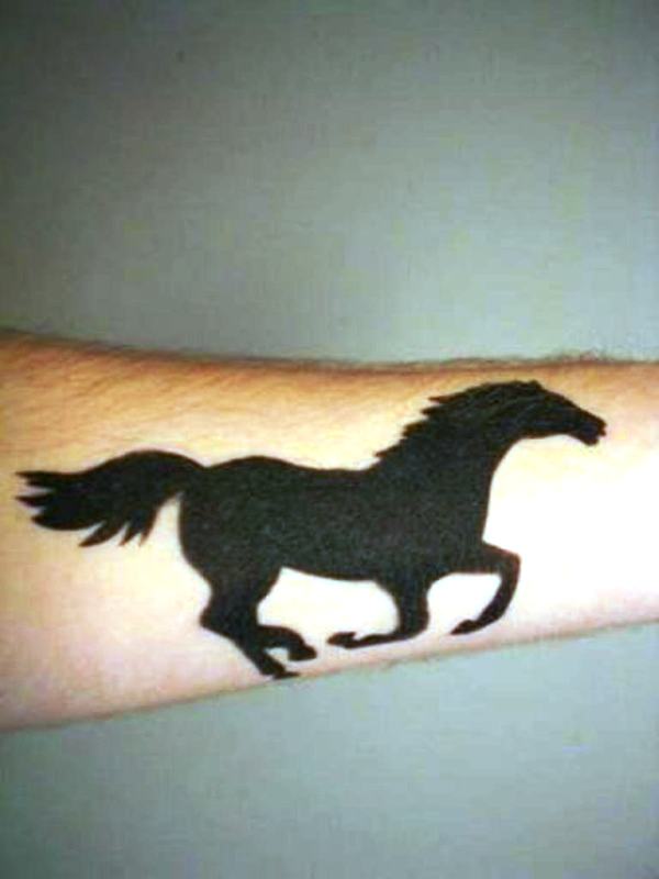 Black Running Horse Tattoo On Wrist