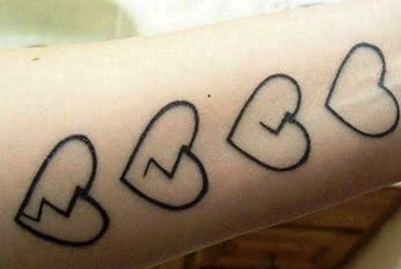 Black Simple Broken Heart Tattoo