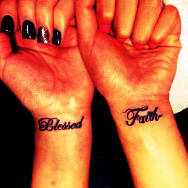 Blessed Faith Tattoo On Wrist