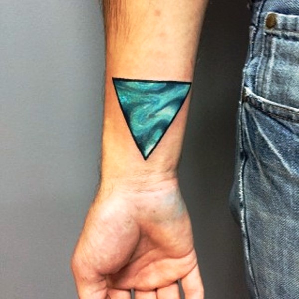 Blue Abstract Triangle Tattoo