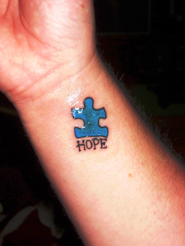 Blue Autism With Hope Tattoo Design