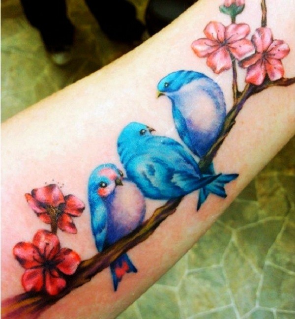 Blue Birds Tattoo On Wrist