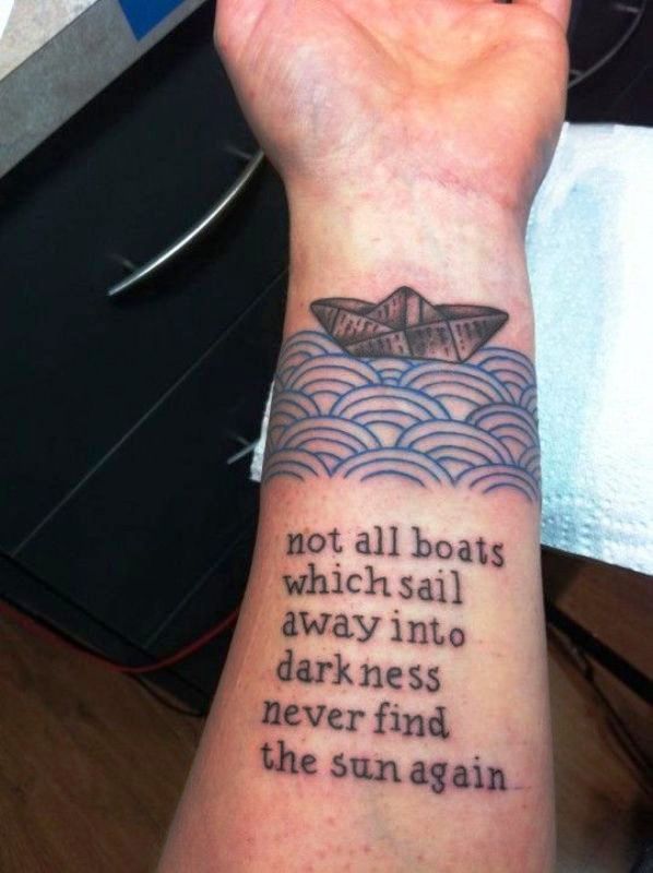 Boat Tattoo With Quote