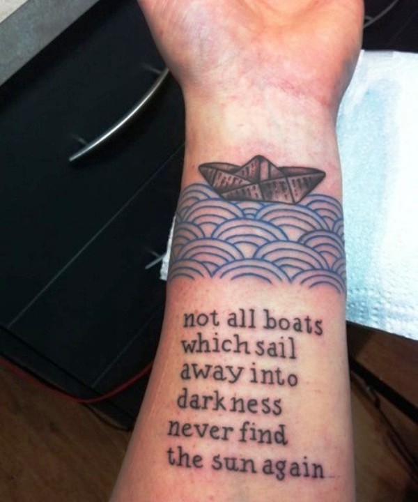 Boats Quote Tattoo On Wrist