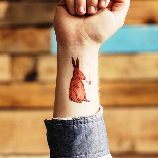 Brown Rabbit Tattoo On Wrist