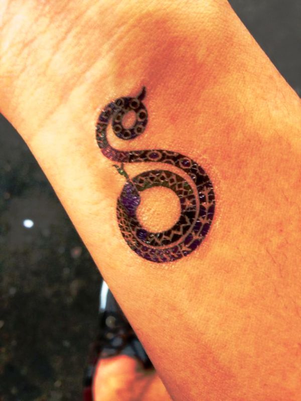 Brown Snake Wrist Tattoo