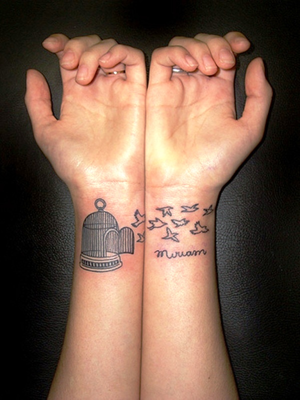 Cage With Bird Tattoo On Wrist
