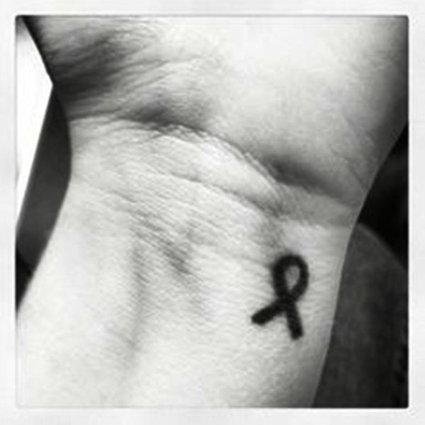 Cancer Ribbon Wrist Tattoo