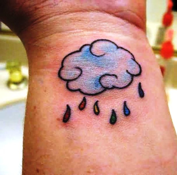 Cloud Raining Tattoo On Wrist