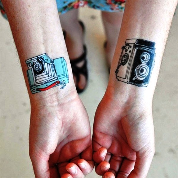 Colored Camera Wrist Tattoo