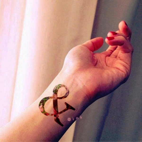 Colorful Ampersand Wrist Tattoo
