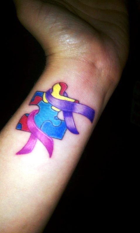 Colorful Autism Tattoo On Wrist