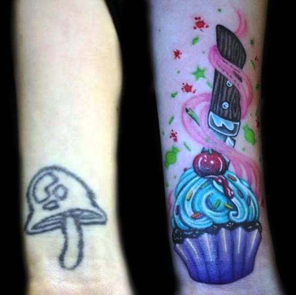 Colorful Cupcake Tattoo On Wrist
