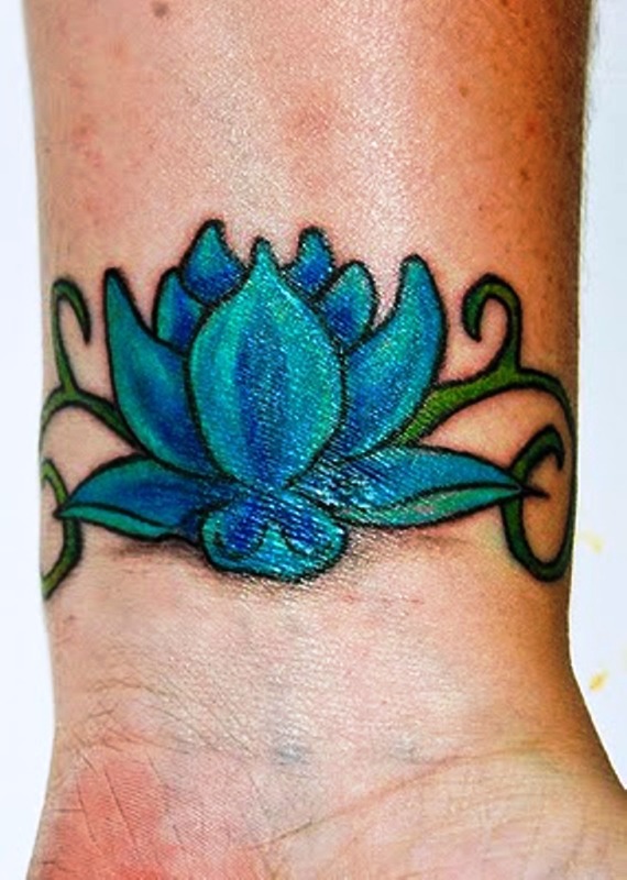 Colorful Lotus Tattoo On Wrist