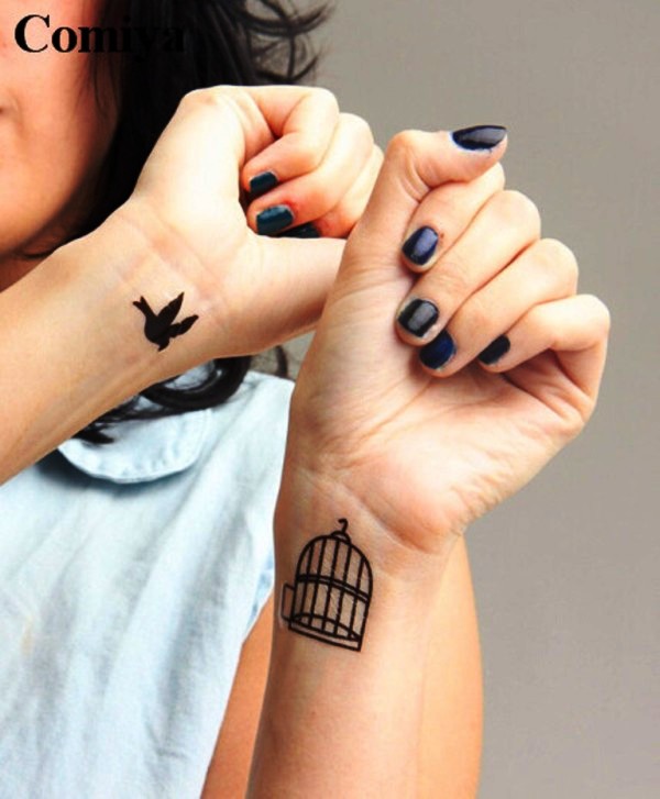 Cool Bird And Cage Wrist Tattoo