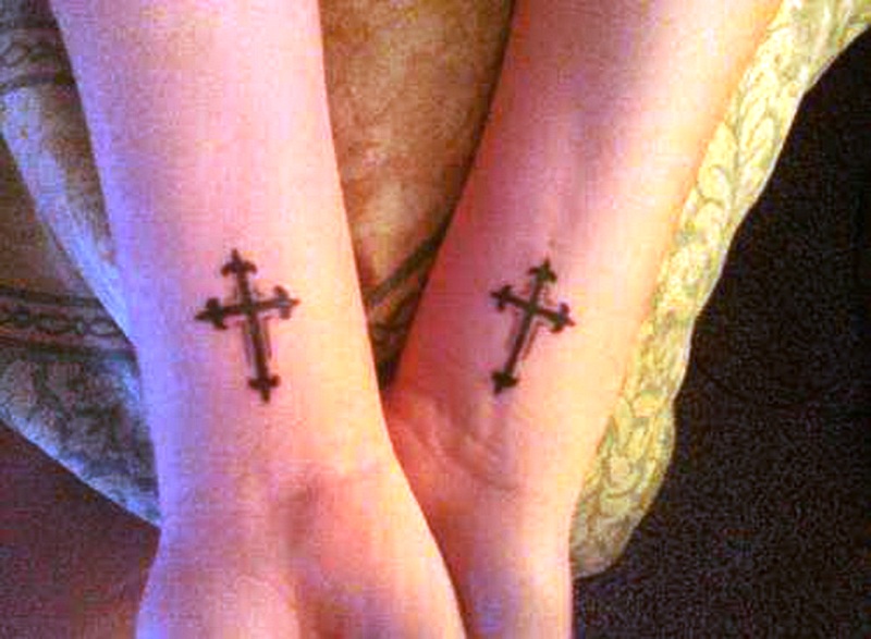 Cross Tattoo On Both Wrist