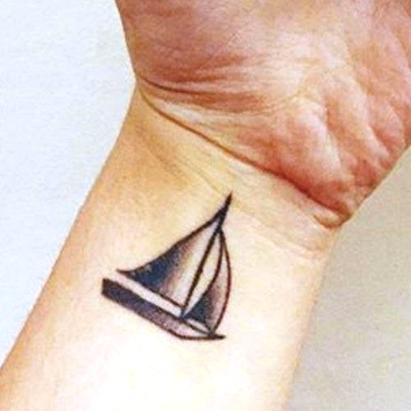 Cute Boat Tattoo On Wrist